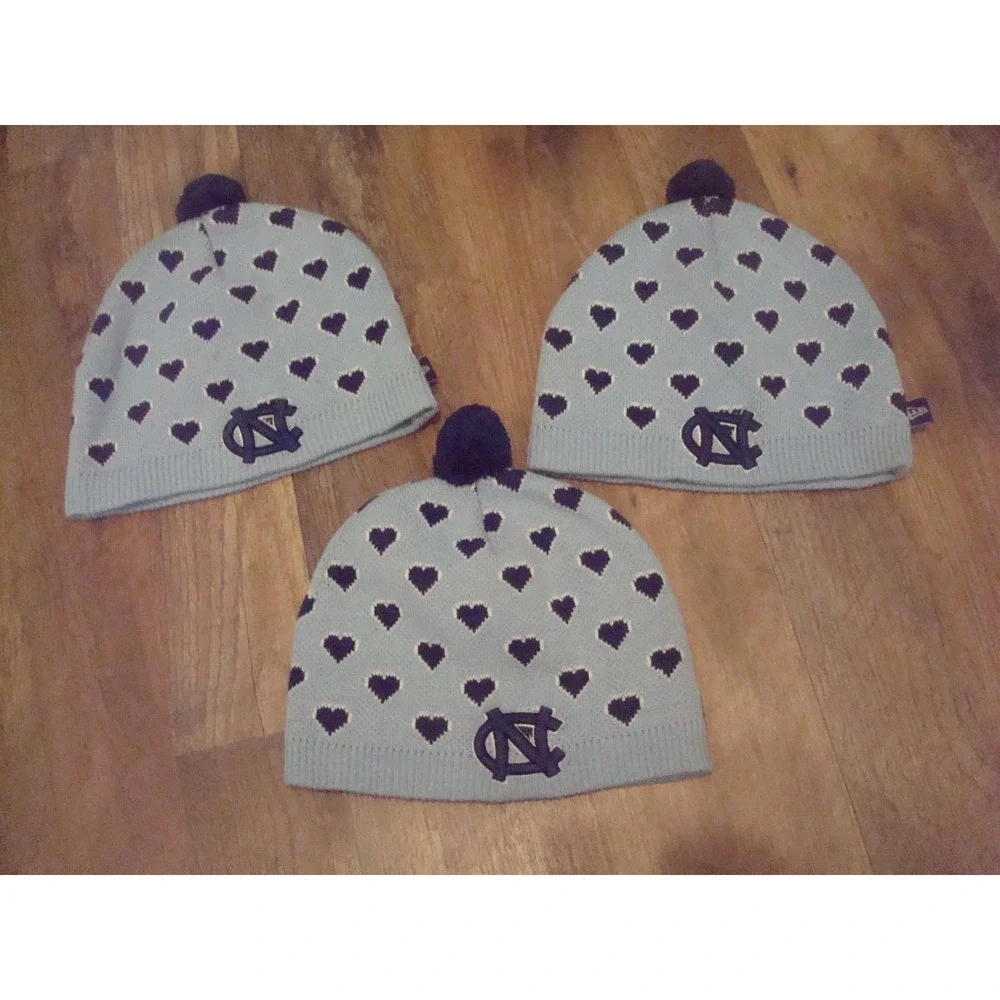 KIDS NORTH CAROLINA‎ 3PC LOT BEANIE KNIT TOBOGGAN HAT CAP VINTAGE DEADSTOCK 04
